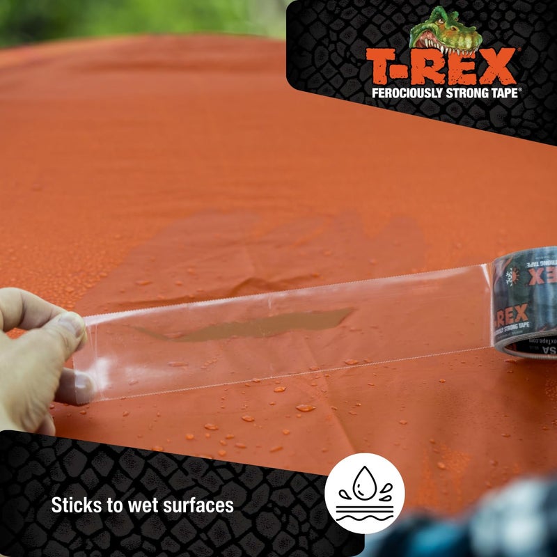 T-REX Ferociously Strong Repair Tape, Sticks to Wet Surfaces, All Weather and UV Resistant, 1.88" x 9 Yards, Clear, 1-Roll (241535) - Image 5